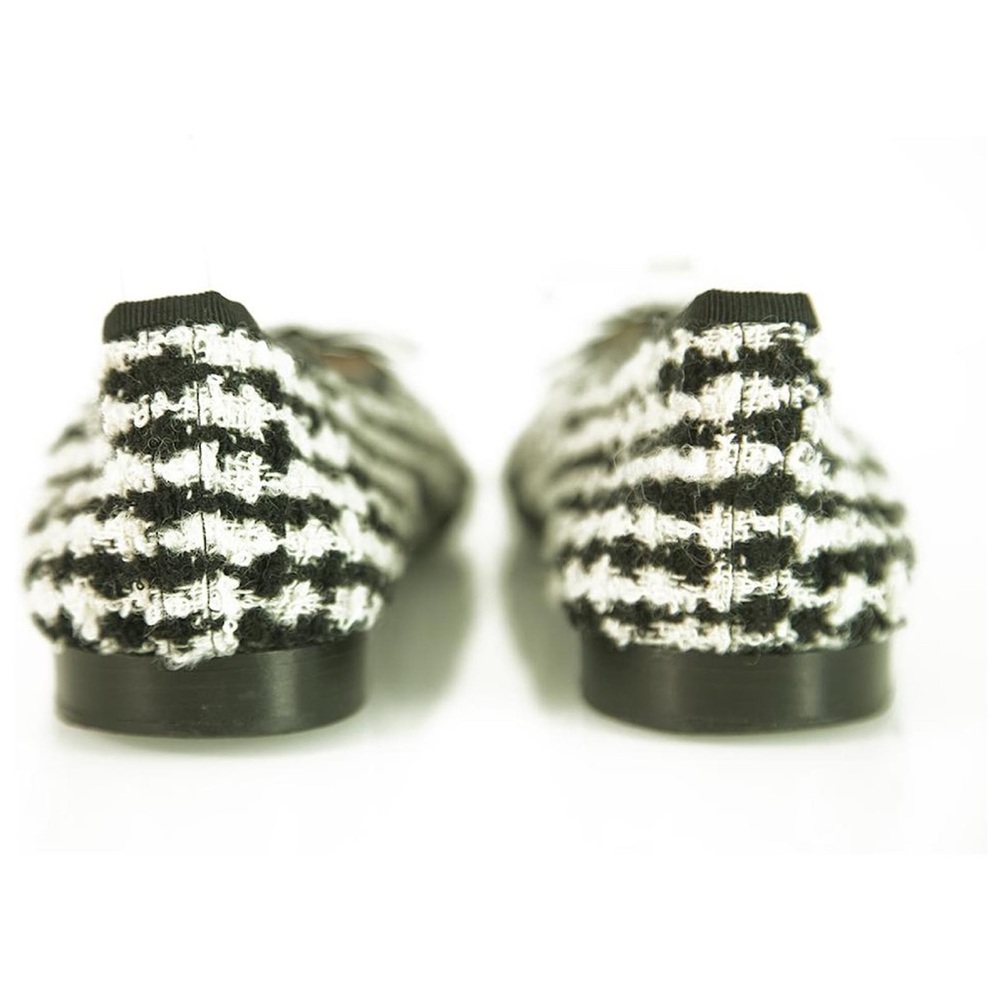RARE CHANEL Black &White Houndstooth tweed  ballet flats stingray skin CC $1,500 - Picture 5 of 9